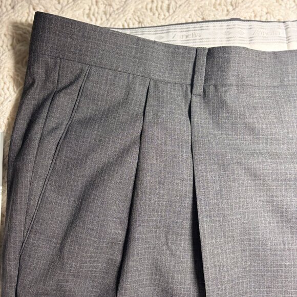 Zanella Nordstrom Mens Pleated Dress Pants Size 46 Gray Pure Wool‎ Trousers NWOT - Picture 7 of 9